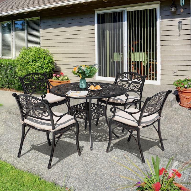 nuu-garden-patio-5-pieces-cast-aluminum-dining-set-with-umbrella-hole