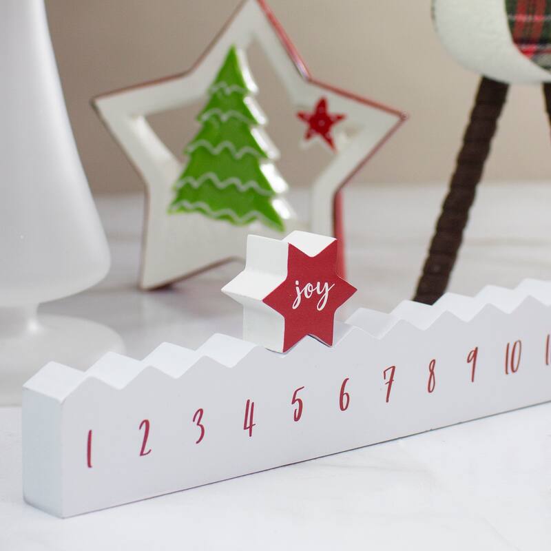 24" Red and White "Joy" Christmas Countdown Advent Calendar - Red and White