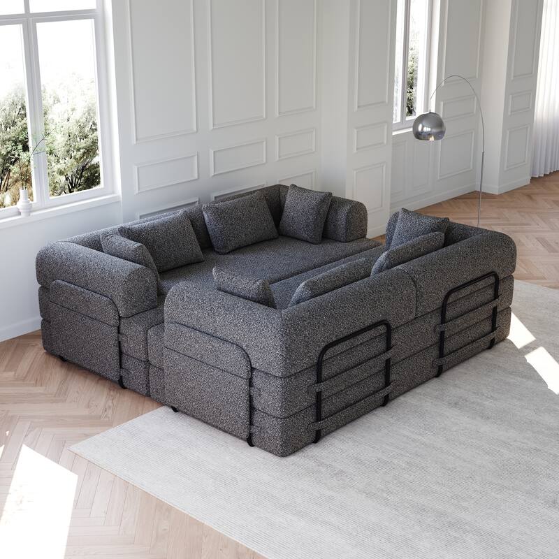 Anmytek Modern Chenille Convertible Sleeper Sofa 78.7" - 2PCS Folding Floor Couch