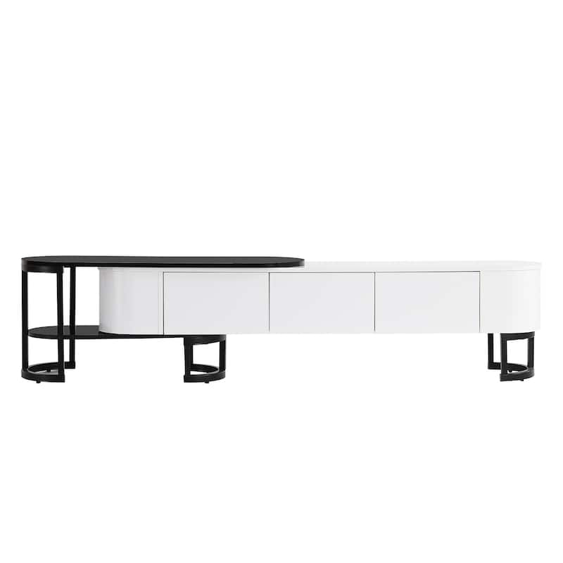 67.7"-76.4" Extendable TV Stand for TVs up to 75'', Media Console Table w/ 3 Drawers, TV Media Center w/ Adjustable Legs