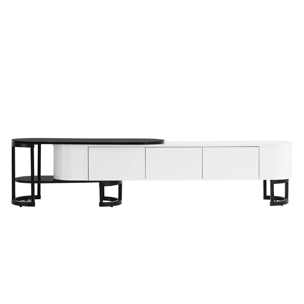 67.7''-76.4'' Modern Extendable TV Stand for TVs up to 75 Inches, Entertainment Center with 3 Drawers and Adjustable Legs