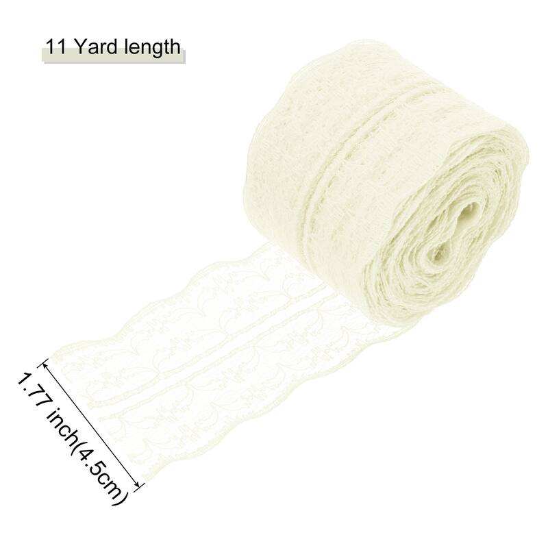 1.8 Inch Wide 11 Yard Lace Ribbon Floral Pattern Red Lace Trim Ribbon - Beige