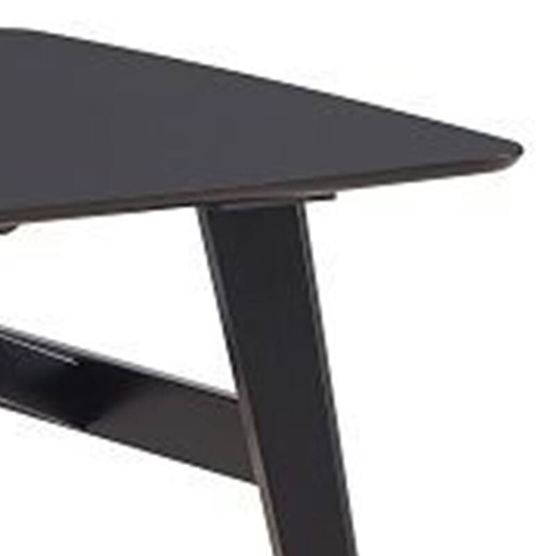 Iora 71 Inch Dining Table, Industrial Style, Rounded Corners, Black Wood