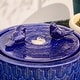 preview thumbnail 7 of 16, 15"H Turquoise Two Birds Embossed Leaf Pattern Cylindrical LED Ceramic Fountain by Glitzhome