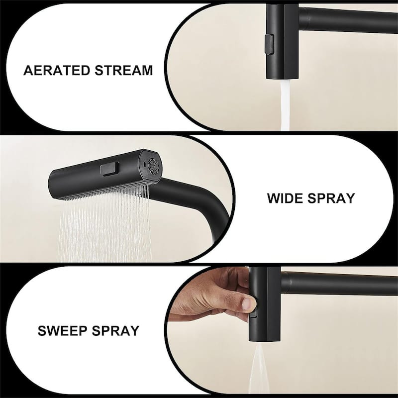 Kitchen Waterfall Faucet with Pull Down Sprayer