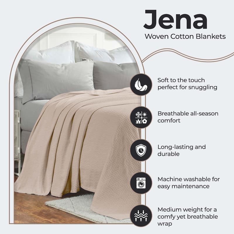 Superior Jena Cotton Textured Chevron Lightweight Woven Blanket