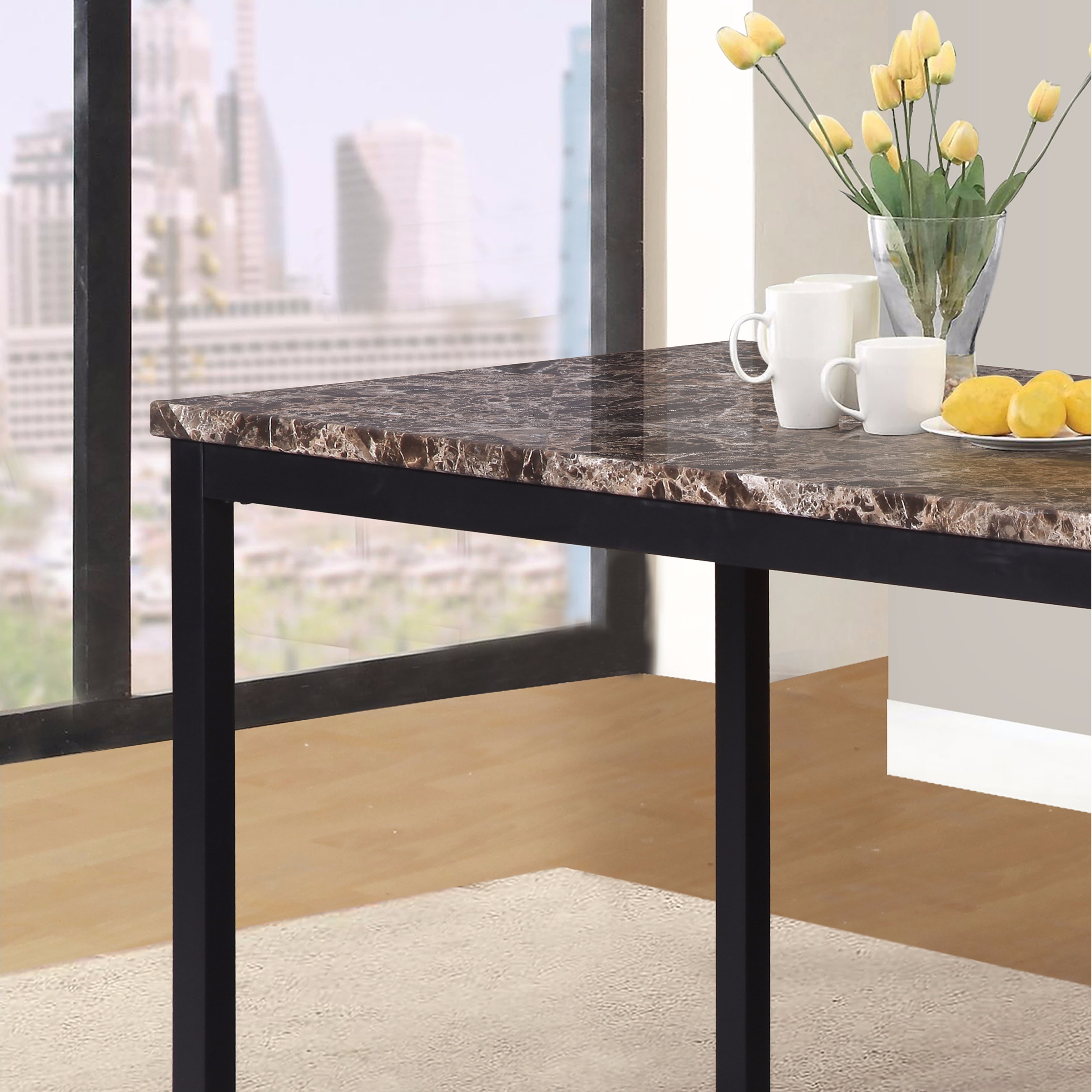 Roundhill noyes metal dining table with cheap laminated faux marble top