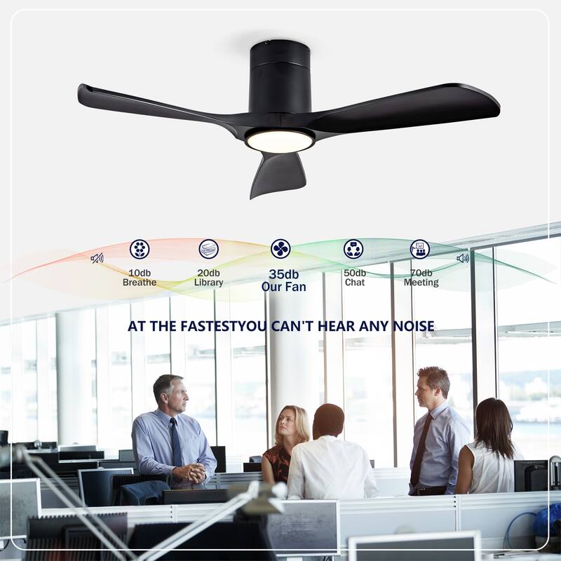 42" Flush Mount Ceiling Fan with Lights and Remote Control, Quiet DC Motor