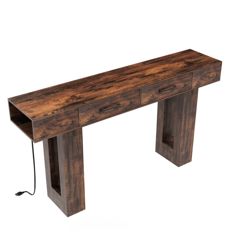 63-Inch Long Console Table, Wooden Rectangular Sofa Table Behind The Couch, Farmhouse Entryway Table for Entrance