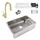 preview thumbnail 1 of 5, Lange Crafted Stainless Steel 32" Single Bowl Farmhouse Apron Kitchen Sink with Gold Faucet Kit