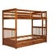 preview thumbnail 6 of 12, Twin-Over-Twin Bunk Bed with 2 Storage Drawers, Solid Wood Bunk Bed w/Guardrail & Built-in Ladder, for Kids Teens Adult, Walnut