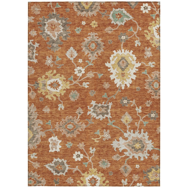 HomeRoots Floral Traditional Rectangle Outdoor Rug