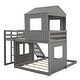 preview thumbnail 28 of 29, Nestfair Twin Over Full Bunk Bed Loft Bed with Slide and Guardrails