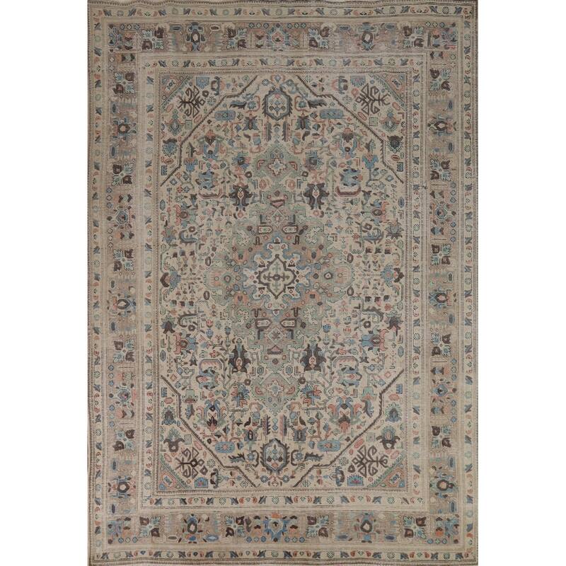 Geometric Tabriz Persian Area Vintage Rug Handmade Wool Carpet - 7'10"x 11'1"