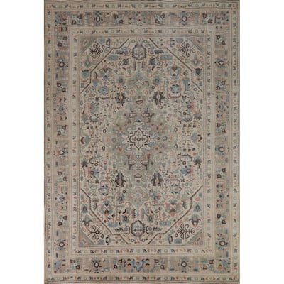 Geometric Tabriz Persian Area Vintage Rug Handmade Wool Carpet - 7'10"x 11'1"