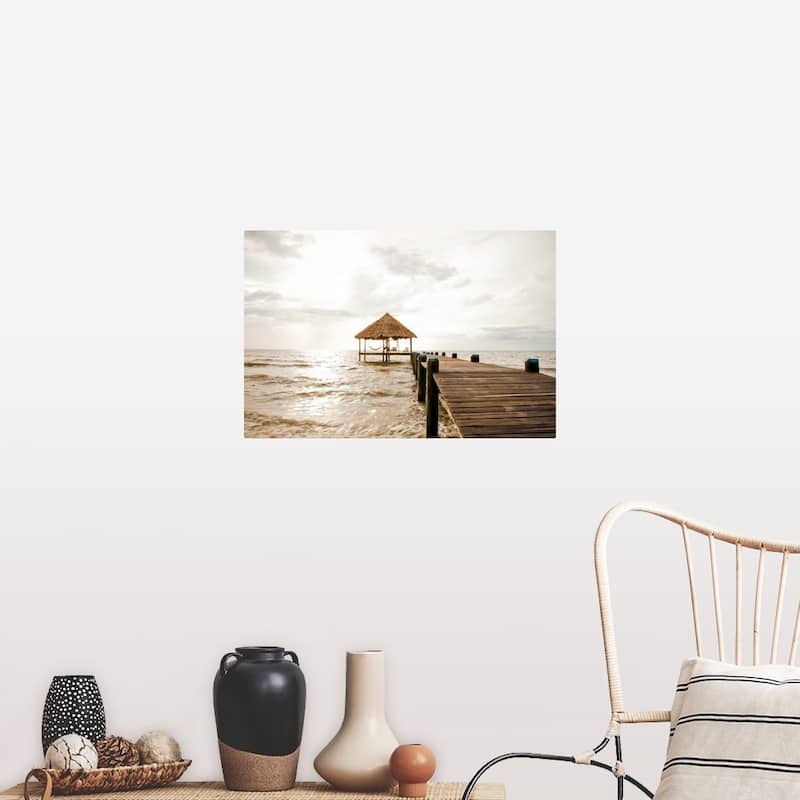 "A serene dock and cabana at sunrise, Belize" Poster Print - Multi - 30" x 20"