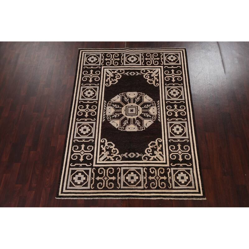 Vegetable Dye Gabbeh Kashkoli Wool Area Rug Hand-knotted Office Carpet - 5'7" x 7'9"