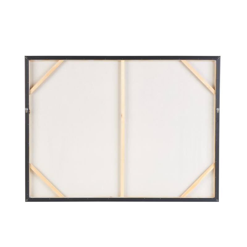 Blue Canvas Forest Landscape Framed Wall Art with Gold Foil Accents