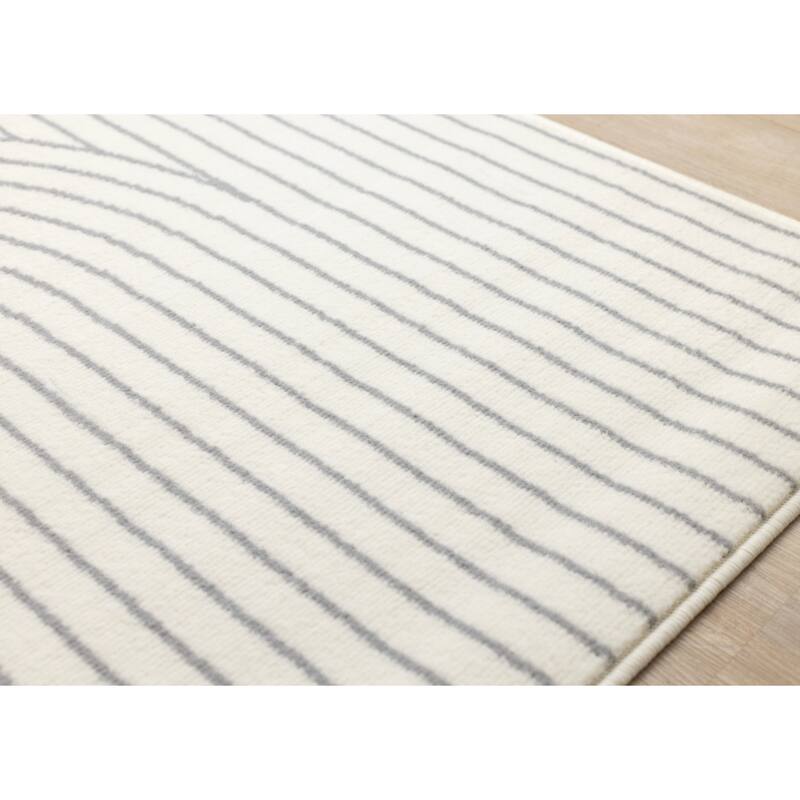 Forte White Grey Curved Arches Indoor Area Rug