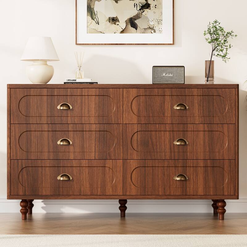 Gymojoy Fluted Dresser for Bedroom, Mid Century Modern Drawer Wood Chest Organizer, Small Storage Dresser for Living Room