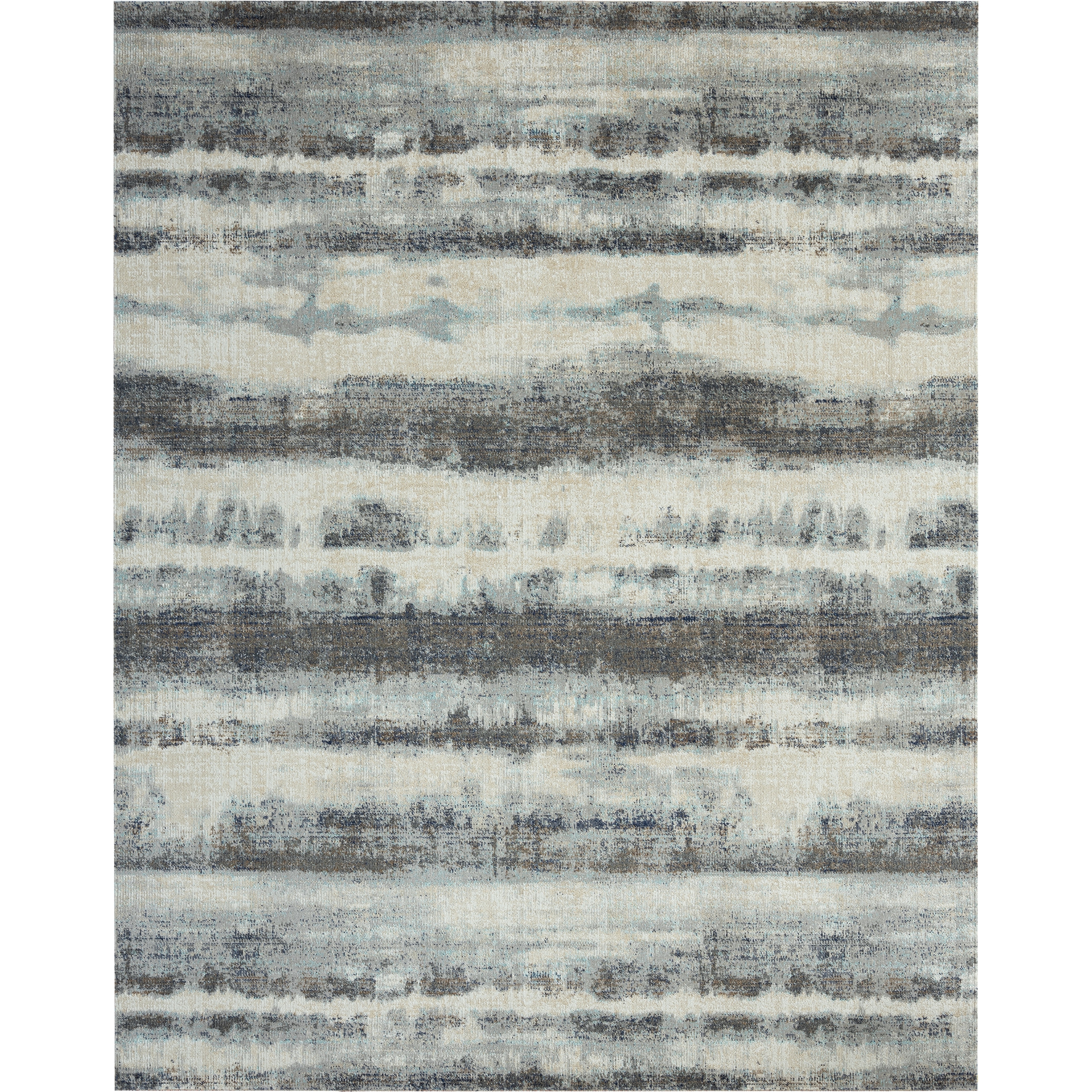 N Natori 24-Seven Outdoor/Indoor Off-White/Grey Tones/Teal Area Rug
