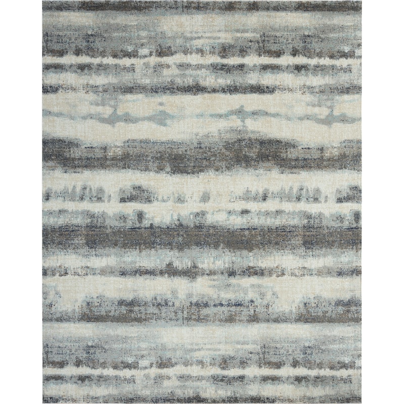 N Natori 24-Seven Outdoor/Indoor Off-White/Grey Tones/Teal Area Rug
