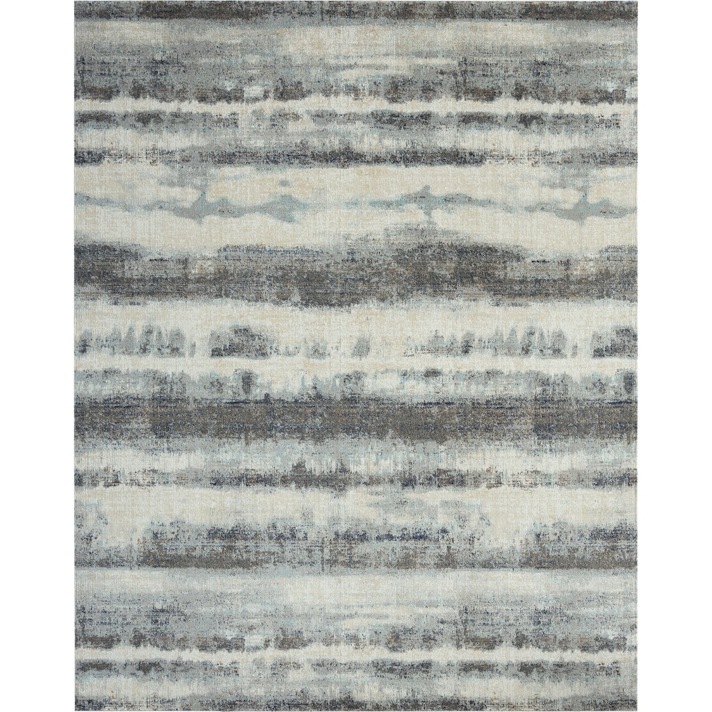 N Natori 24-Seven Outdoor/Indoor Off-White/Grey Tones/Teal Area Rug