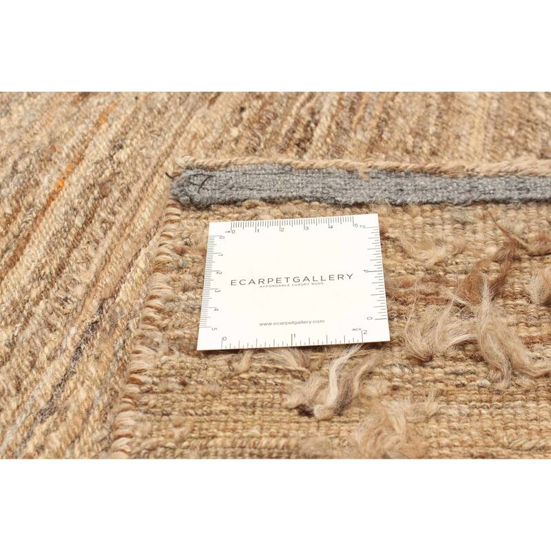 ECARPETGALLERY Flat-Weave Natural Khaki Wool Tapestry Kilim - 4'7 x 7'1
