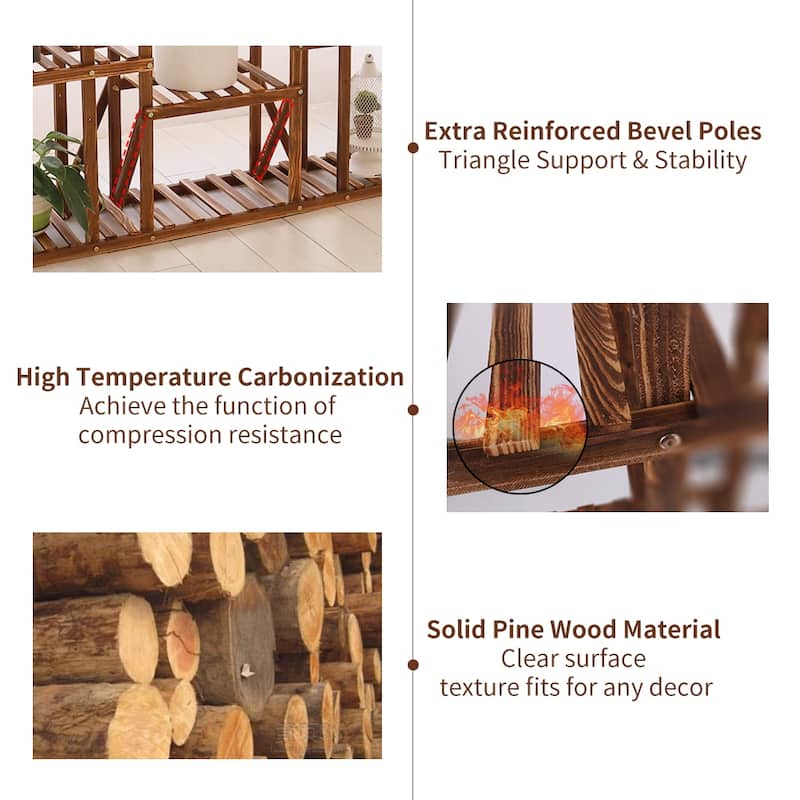 Tiered Large Plant Stands Wood Garden Plant Shelf Flower Pot Stand Shelves