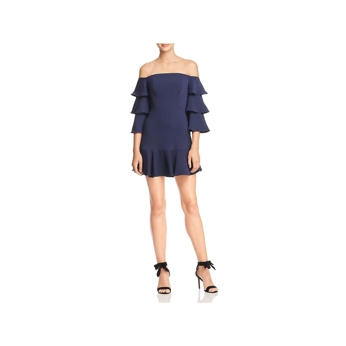 bcbg off the shoulder ruffle dress