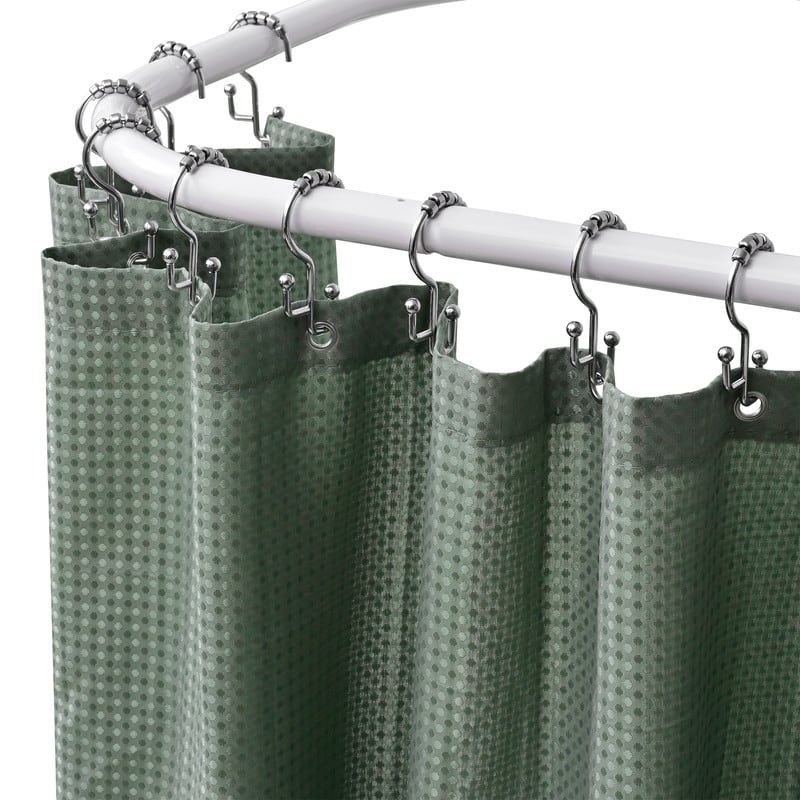 Utopia Alley Rustproof Wall Mounted Aluminum Hoop Shower Rod 45.7x22", with White Shower Curtain 180x70"