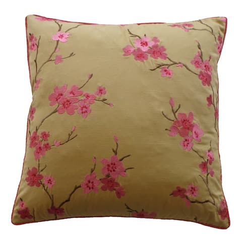 Jiti Indoor Bohemian & Eclectic Floral Embroidered Patterned Cotton Square Throw Pillows Cushions for Sofa Chair 20 x 20