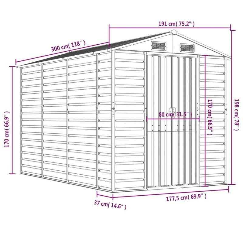 vidaXL Garden Shed Metal Outdoor Storage Shed Anthracite Galvanized Steel