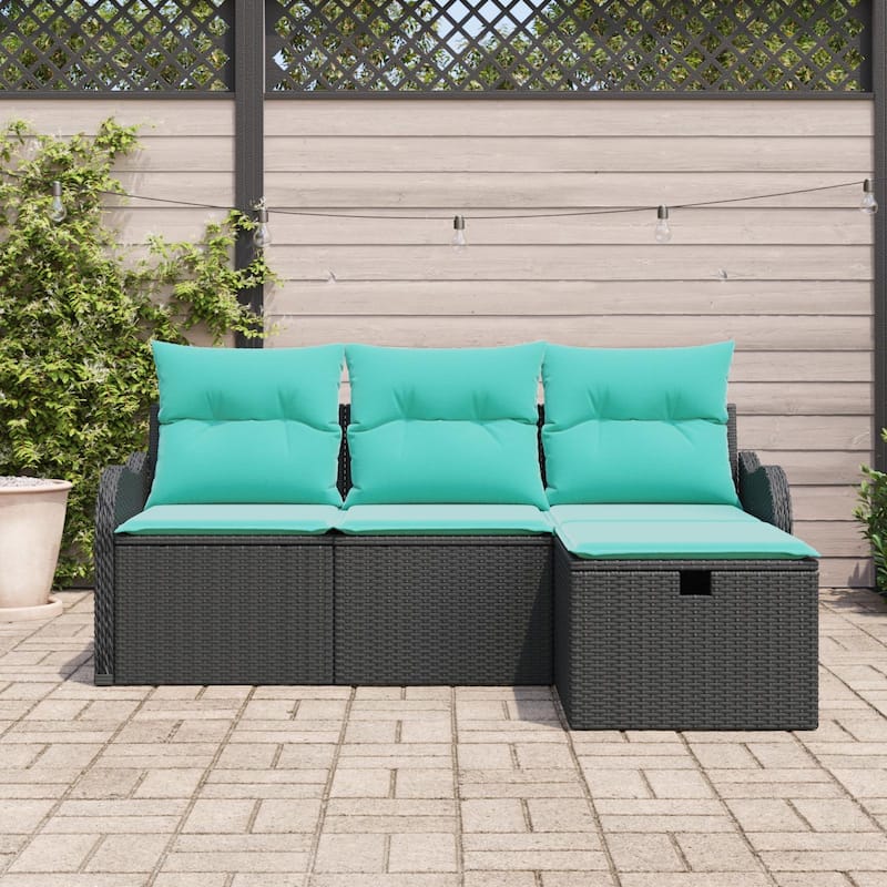 vidaXL 4 Piece Garden Sofa Set with Cushions - 69.3×46.1×27.2