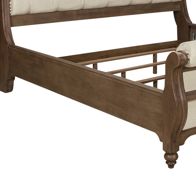 Americana Farmhouse Dusty Taupe Queen Sleigh Bed