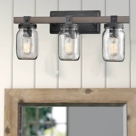 Camogli Vintage Mason Jar Bathroom Vanity Lighting 3-Lights