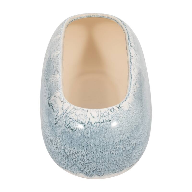 Modern Oval Ceramic Decorative Accent Bowl - Home Decor - 20", Blue - 20.0"