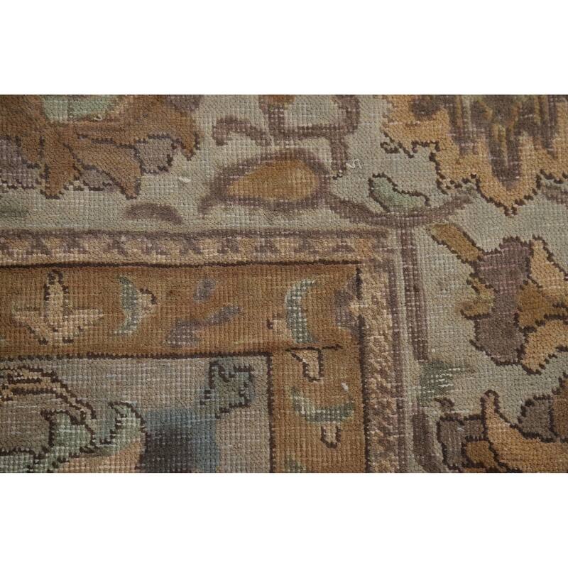 Distressed Tabriz Antique Persian Rug Hand-Knotted Wool Carpet - 9'6" x 13'2"