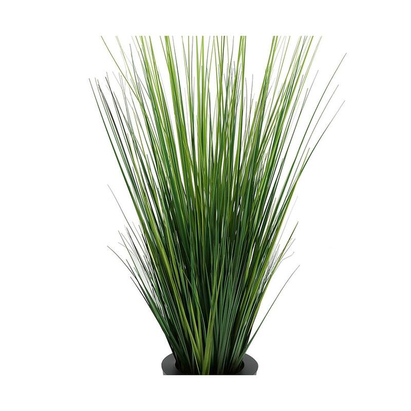 Faux PVC Grass in Round Zinc Planter