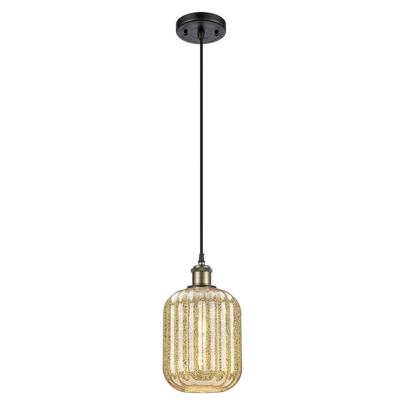 Innovations Lighting Endless Possibilities Ballston - Preston - 1 Light 7" Jar Shade Cord Hung Mini Pendant - Mercury/Black Antique Brass
