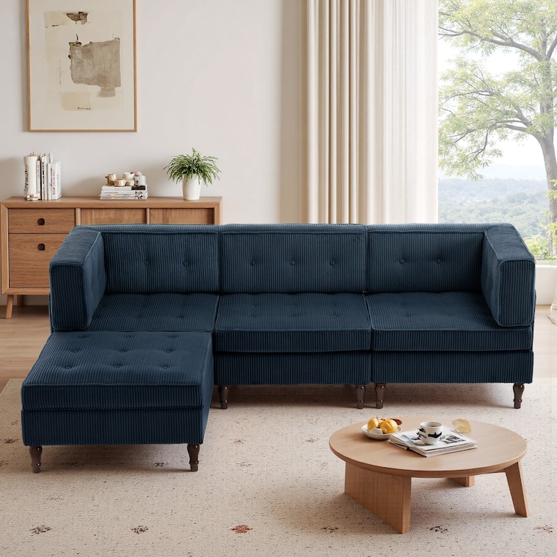 Oversized Sofa Corduroy Tufted Modular Sectional Set