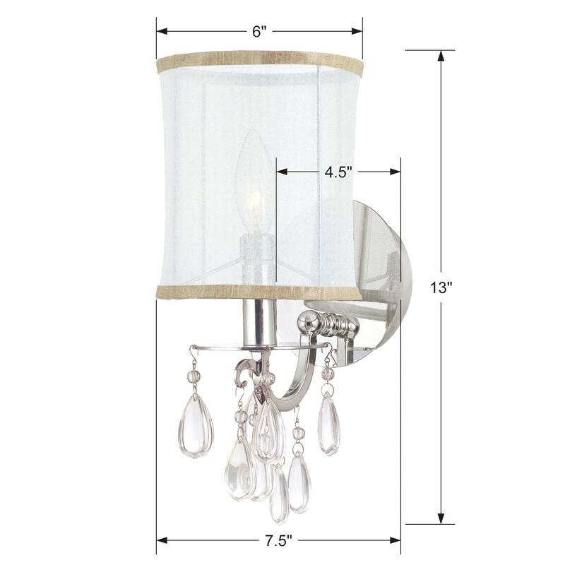 Hampton 1 Light Chrome Sconce - 5.5'' W x 13'' H x 7.5'' D