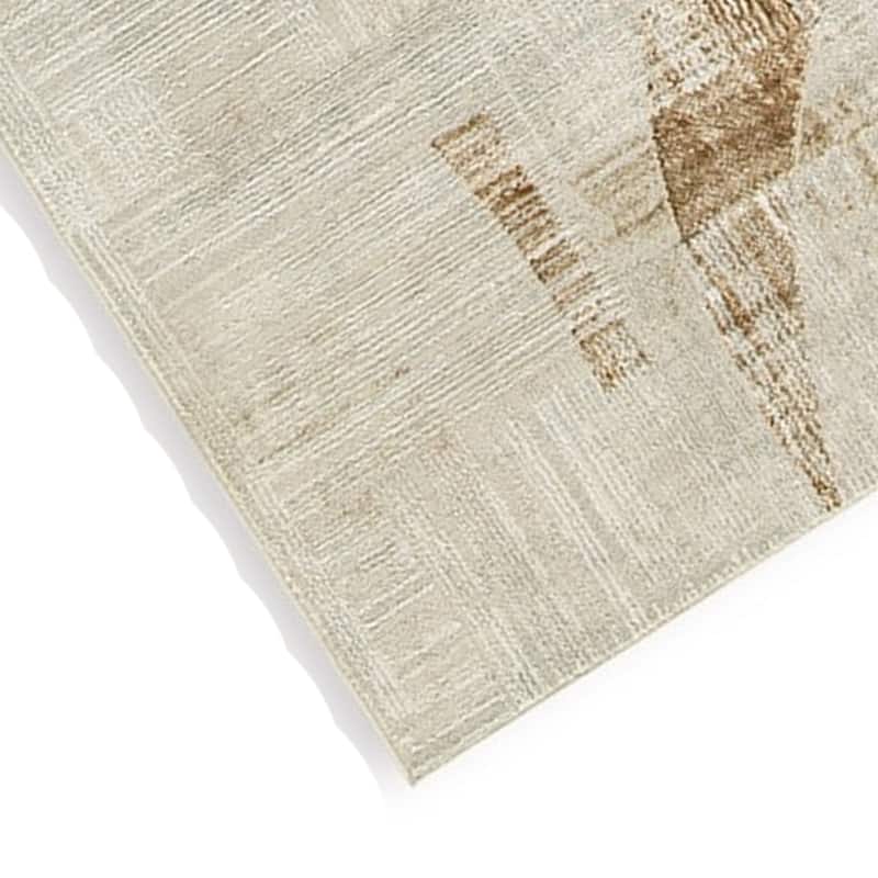 Wony 8 x 10 Large Area Rug, Abstract Pattern, Gray and Beige Polyester - 8 x 10