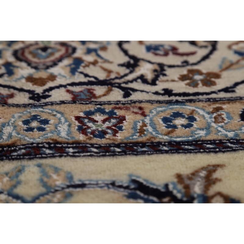 All-Over Floral Nain Persian Area Rug Hand-Knotted Wool Carpet - 6'8"x 10'0"