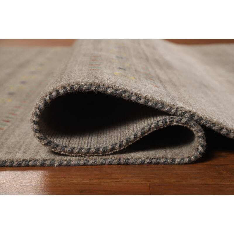 Hand Knotted Oriental 100% Wool Carpet Tribal Animal Pictorial Beige & Ivories Gabbeh Area Rug - 7' 9'' X 5' 1''