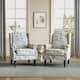 Upholstered Nailhead Trim Armchair Wingback Accent Chairs Set of 2 - Boho Blue