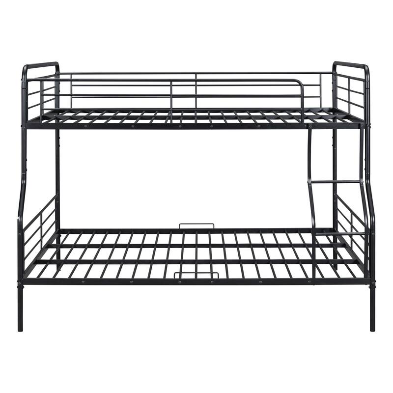 Full XL Over Queen Metal Bunk Bed with Chrome Finish, 2 Built-In Storage Drawers, Space-Saving Design, Easy Assembly