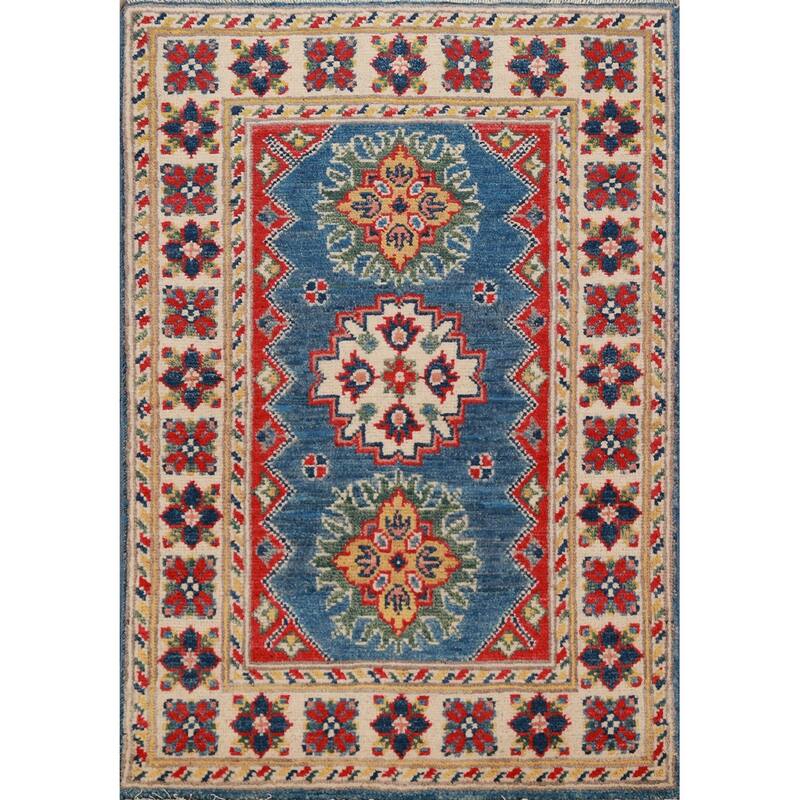 Blue Kazak Oriental Foyer Rug Handmade Traditional Wool Carpet - 2'0"x 3'0"