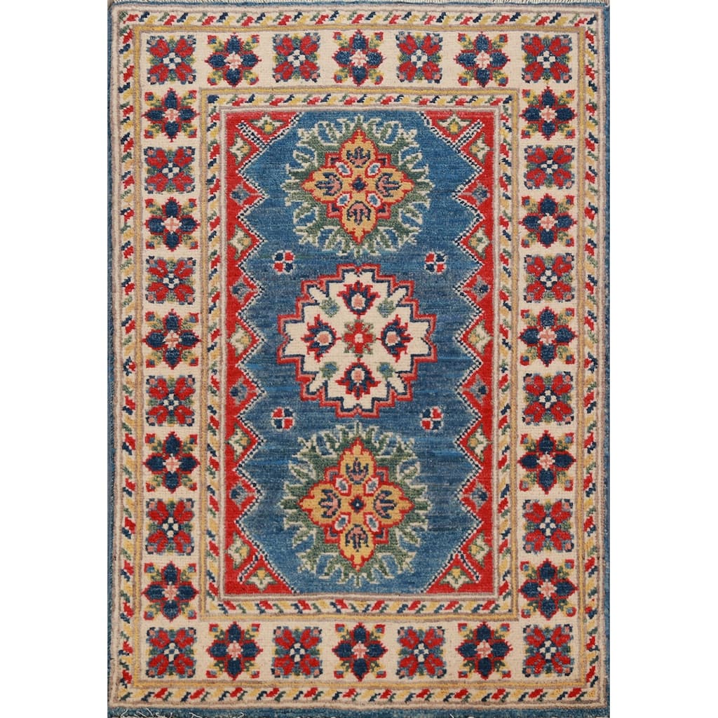 Blue Kazak Oriental Foyer Rug Handmade Traditional Wool Carpet - 2'0"x 3'0"