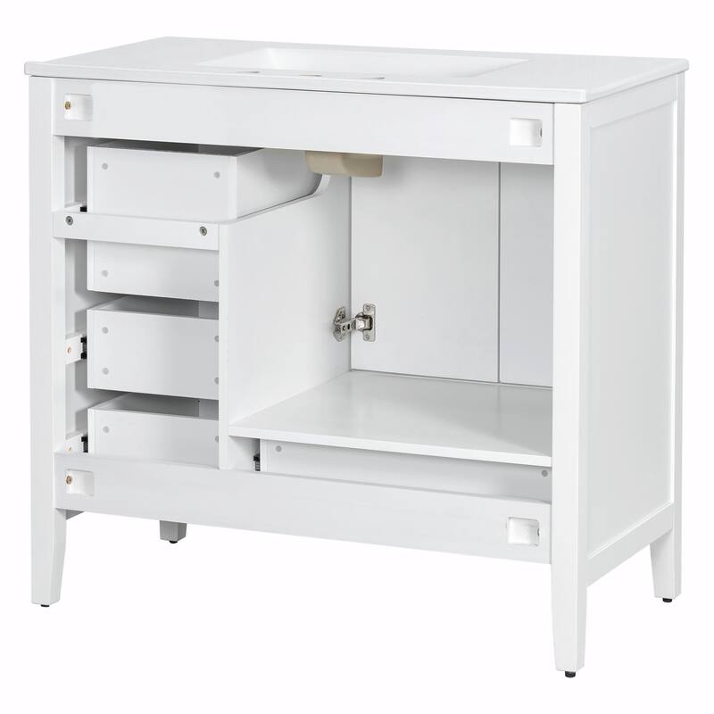 36" Bathroom Vanity with Sink, Cabinet with Soft-Closing Door, 4 Drawers in Varying Sizes